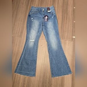 No Boundaries Distressed Blue Flare Jeans